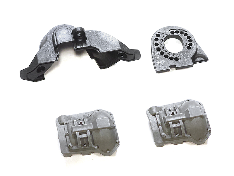 23.AF08 Original Traxxas TRX-4 Diff Covers, Motor Cover & Mount (like new, take-off) - Image 1