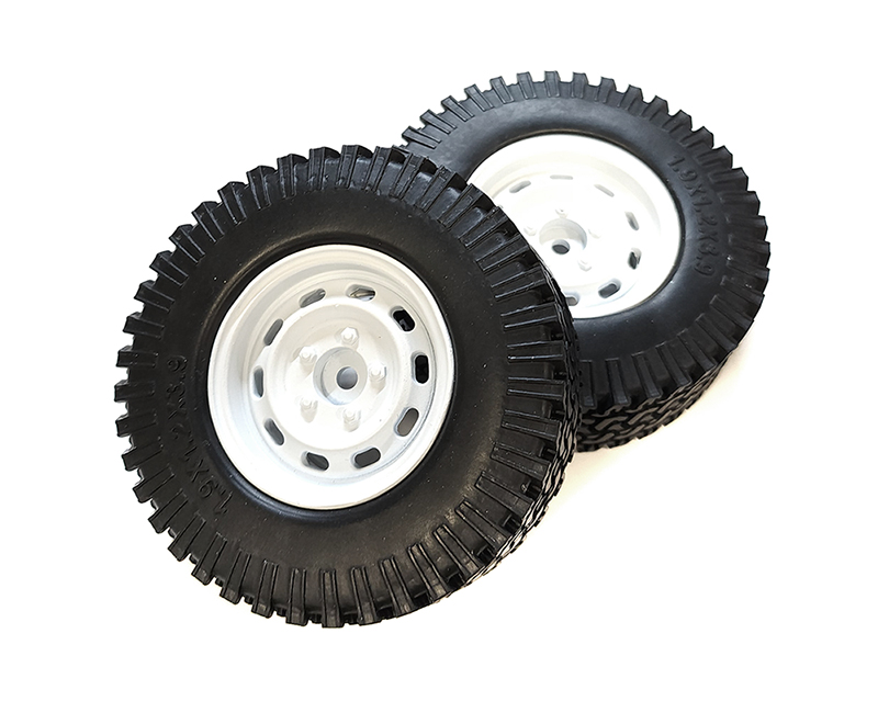 23.AM11 Alloy 1.9 Wheel & Tire (2) 394g Total for Scale Crawler (O.D.=97mm) (Damaged) - Image 1