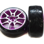 Alloy 10 Spoke Wheels & Tires Set (2) for 1/10 Drift W=26mm (tire damaged)