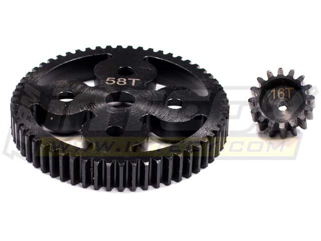 BAJ109 HD Steel Gear Set 16T+58T for HPI Baja 5B, 5T & 5B2.0 - Image 1