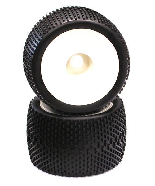 C22482WHITE X-Wide Monster Wheel & Tire(2) H-Pattern (40 size) (O.D.=140mm) - Image 1