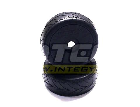 C22860BLACK 1/8 Buggy Dish Wheel+Tire (2) V-Pattern 17mm (O.D.=105mm) - Image 1