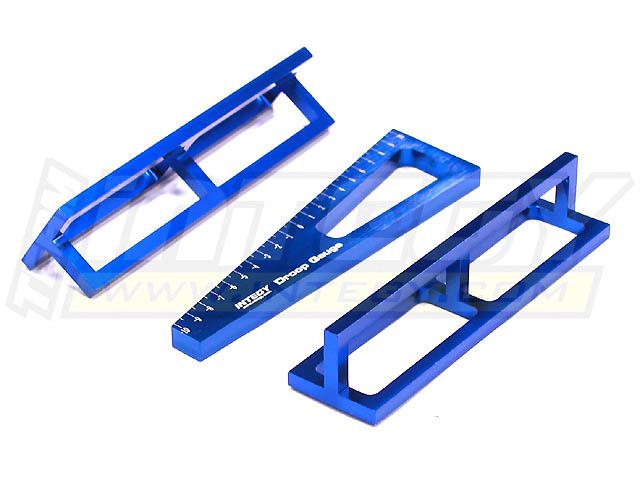 C23058BLUE Alloy Droop Gauge + Ride Height Gauge for Mini, Micro 1/18 w/ Droop Stands 20mm - Image 1