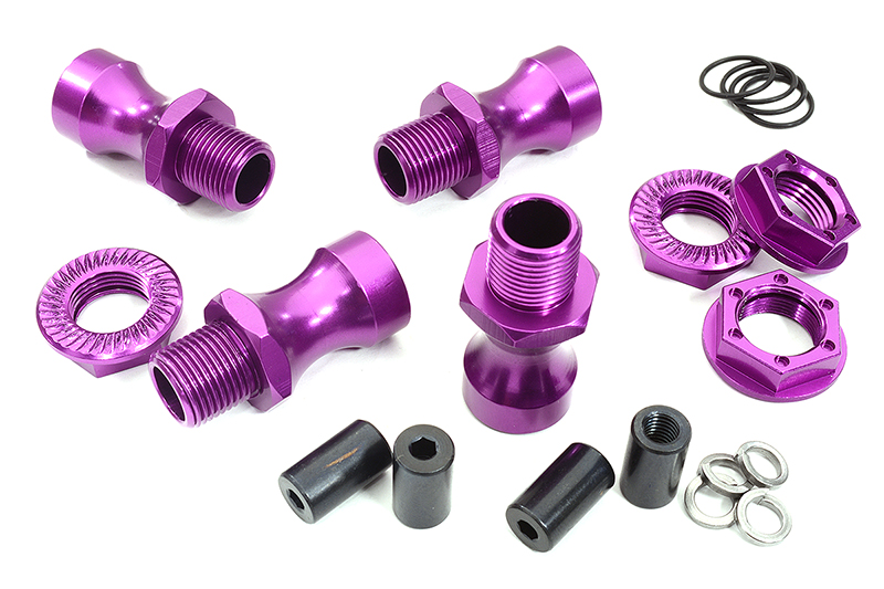C23106PURPLE 17mm Hex Wheel (4) Hub +18mm Offset for HPI Savage X w/ 6mm Regular Threads - Image 1