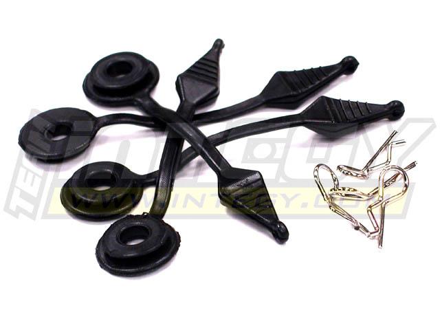 C23149BLACK Secured Body Clip (4) with Top Protection Cushion for 1/10 Scale - Image 1