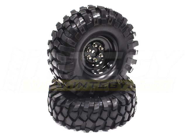 C23208BLACK High Mass Type 1.9 Wheel & Tire Set (2) for Scale Crawler (O.D.=106mm) - Image 1