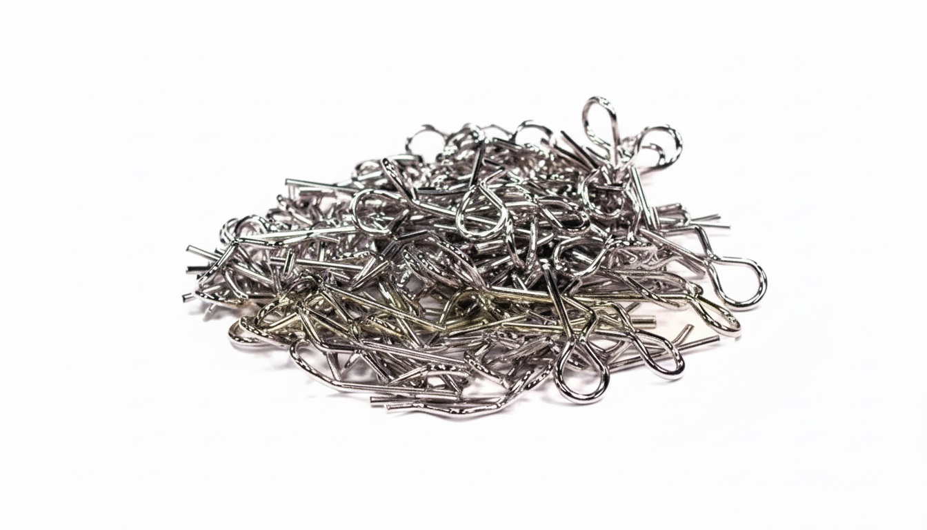 C23214SILVER Bent-Up Body Clips (100) for 1/10 Short Course & Monster Trucks(LxW=19.5x6.5mm) - Image 1