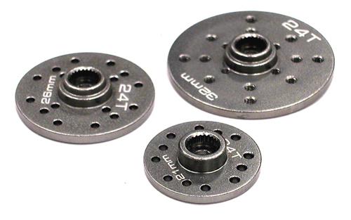 C23399GUN Alloy Servo Horn Full Circle 21mm, 26mm & 32mm Set (3) for 24T Servo (r=8-13mm) - Image 1