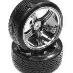 Billet Machined 5 Spoke Wheel + Drift Tire (2) W=26mm Offset 6.5mm