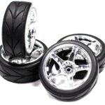 5 Spoke Complete Wheel & Tire Set (4) Wide Offset for 1/10 Touring Car