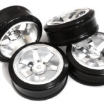 Billet Machined Alloy 6 Spoke Wheel + Drift Tire (4) Set - Offset 0.5mm