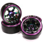 6 Spoke Wheel w/Outer Ring + Drift Tire (4) Set W=26mm Offset 10.5mm