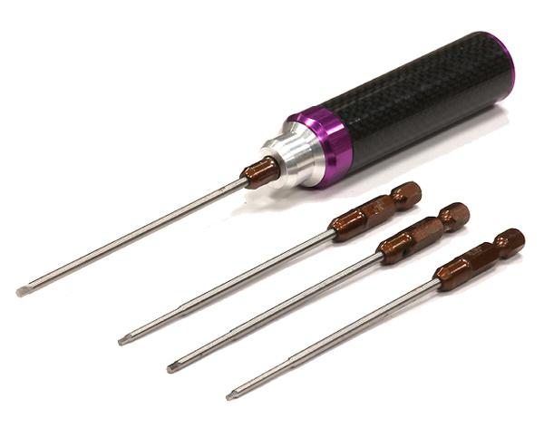 C23807PURPLE QuickPit 4pcs Set, Allen Hex w/ 1/4 Inch Adapter (0.05 1/16 5/64 3/32) - Image 1
