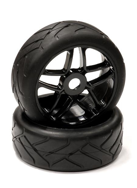 C23957BLACK Mounted Tire, Wheel & Insert H831 Style w/ 17mm Hex for 1/8 Buggy Size - Image 1