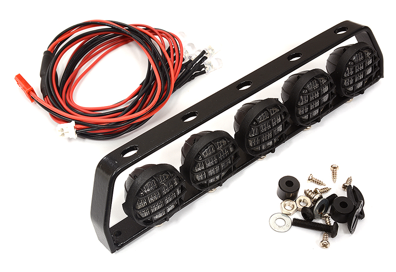 C24141BLACK Realistic Roof Top Spot Light Set(5)LED with Adjustable Housing for 1/10 1/8 1/5 - Image 1