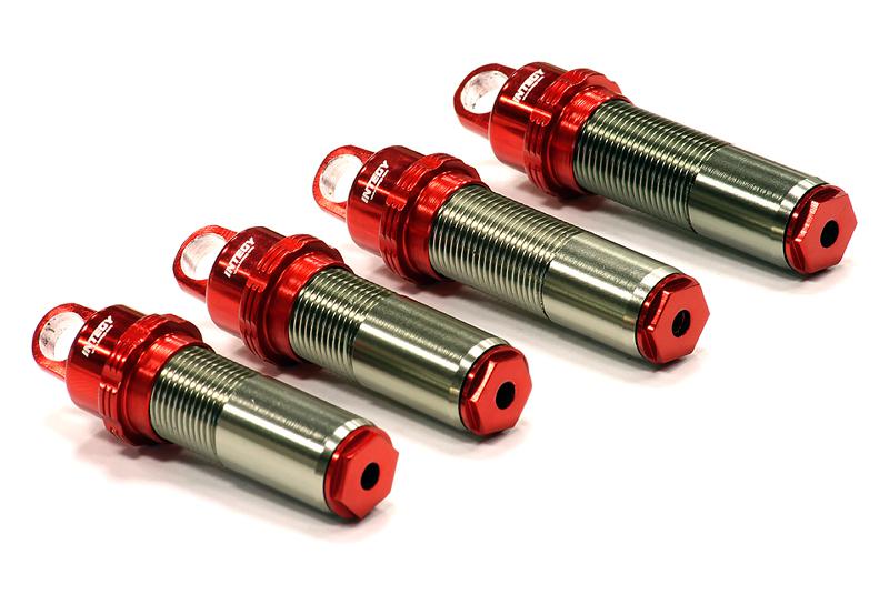 C24147RED Billet Machined Threaded Shock Body (4) for Axial 1/10 EXO Off-Road - Image 1