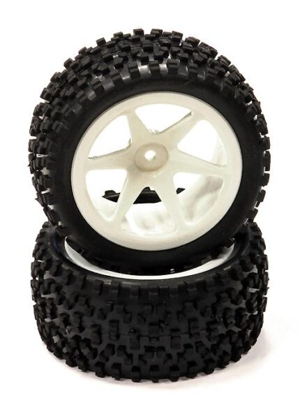Pre-Mounted 1/10 Buggy 6 Spoke Rear 40mm All Terrain Q4019 12mm Hex (O.D. 87mm)