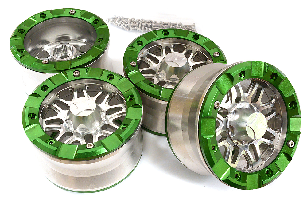 C24326GREEN Alloy Dual 8 Beadlock Wheel (4) for Axial Wraith 2.2 w/ 12mm Hex AX8137 AX12015 - Image 1