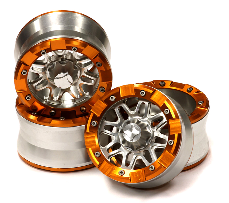 C24326ORANGE Alloy Dual 8 Beadlock Wheel (4) for Axial Wraith 2.2 w/ 12mm Hex AX8137 AX12015 - Image 1