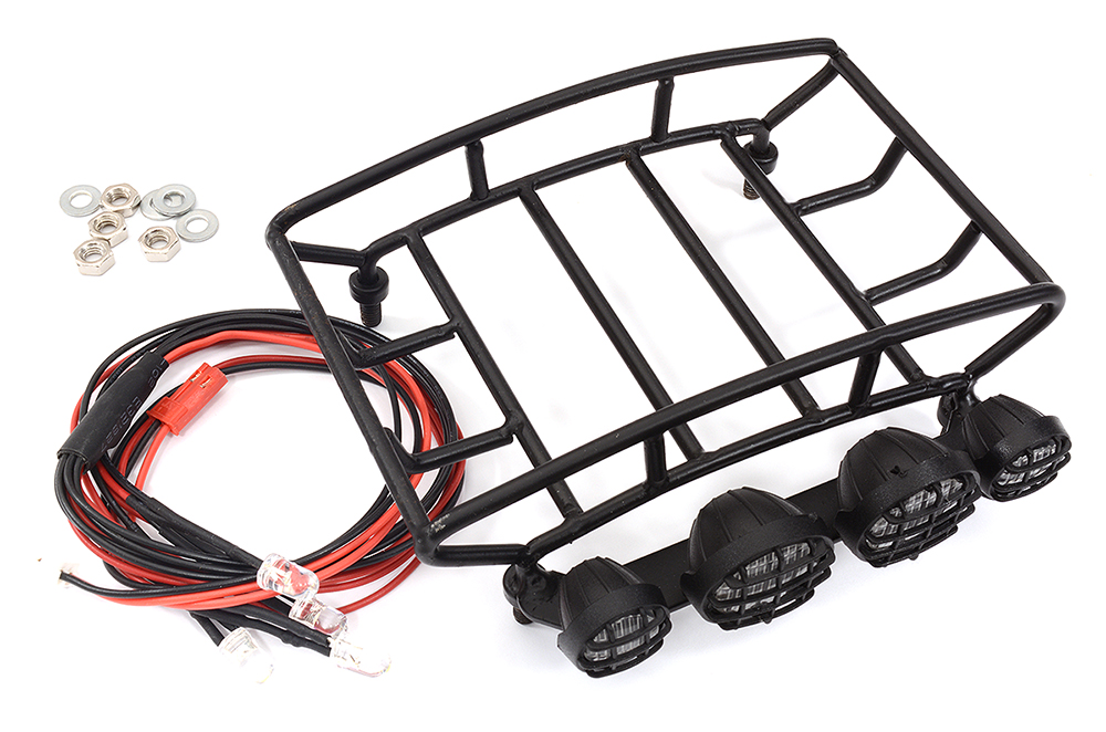 C24344 T20 Realistic 1/10 Scale Metal Luggage Tray with 4 LED Adj. Spot Light 85x117mm - Image 1