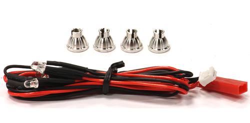 C24374RED Billet Machined Alloy LED Holder Set 3mm Size + (4) Red LED Light - Image 1