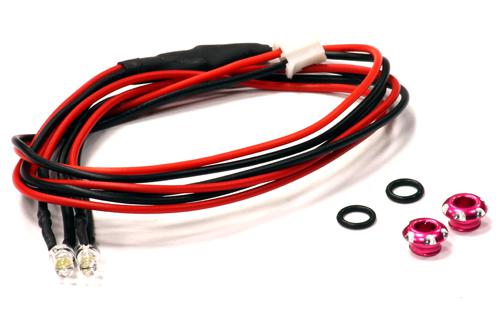 C24385PINK Billet Machined Alloy LED Holder Set 3mm Size + (2) White LED Light - Image 1