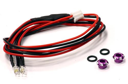 C24385PURPLE Billet Machined Alloy LED Holder Set 3mm Size + (2) White LED Light - Image 1