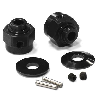 C24395BLACK Billet Machined Hex Wheel Hub Set (2) +3 Offset for Axial Wraith 2.2 AX30429 - Image 1