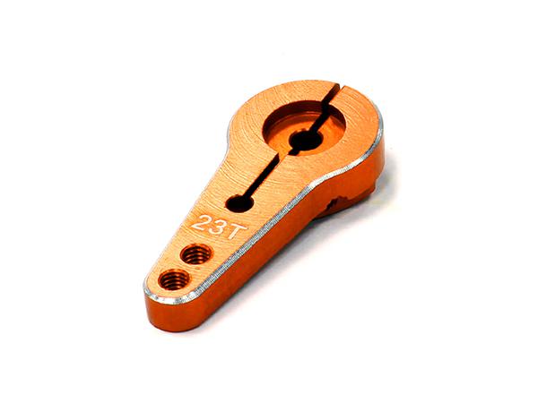C24485ORANGE Billet Machined Single Sided Servo Horn 23T for KO & JR Servo (r=20, 24mm Holes) - Image 1
