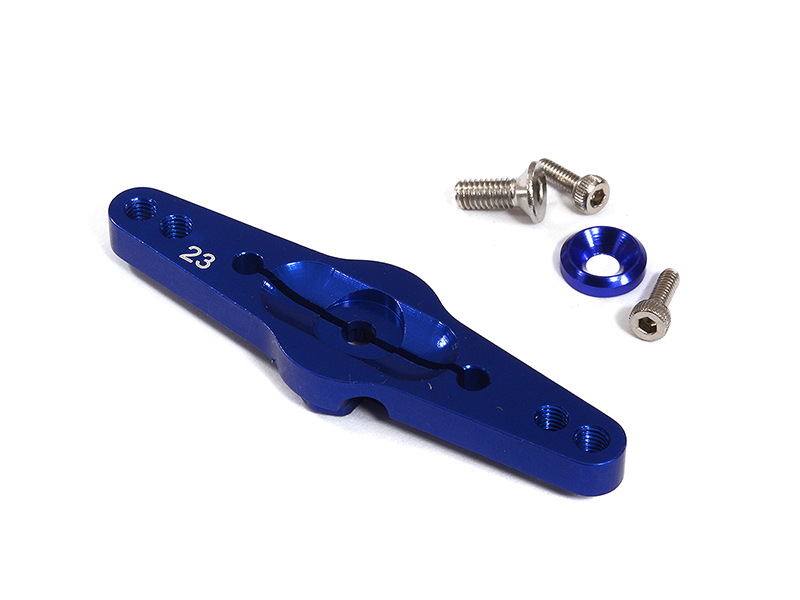 C24488BLUE Billet Machined Double Sided Servo Horn 23T for KO & JR Servo (r=20, 24mm Holes) - Image 1