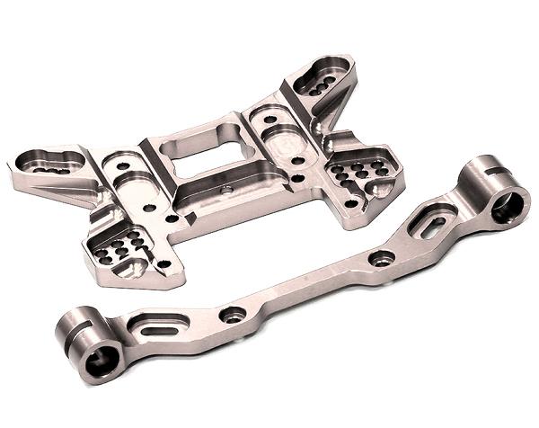 C24647SILVER Billet Machined Rear Shock Tower for HPI 1/8 Apache SC & C1 Flux - Image 1