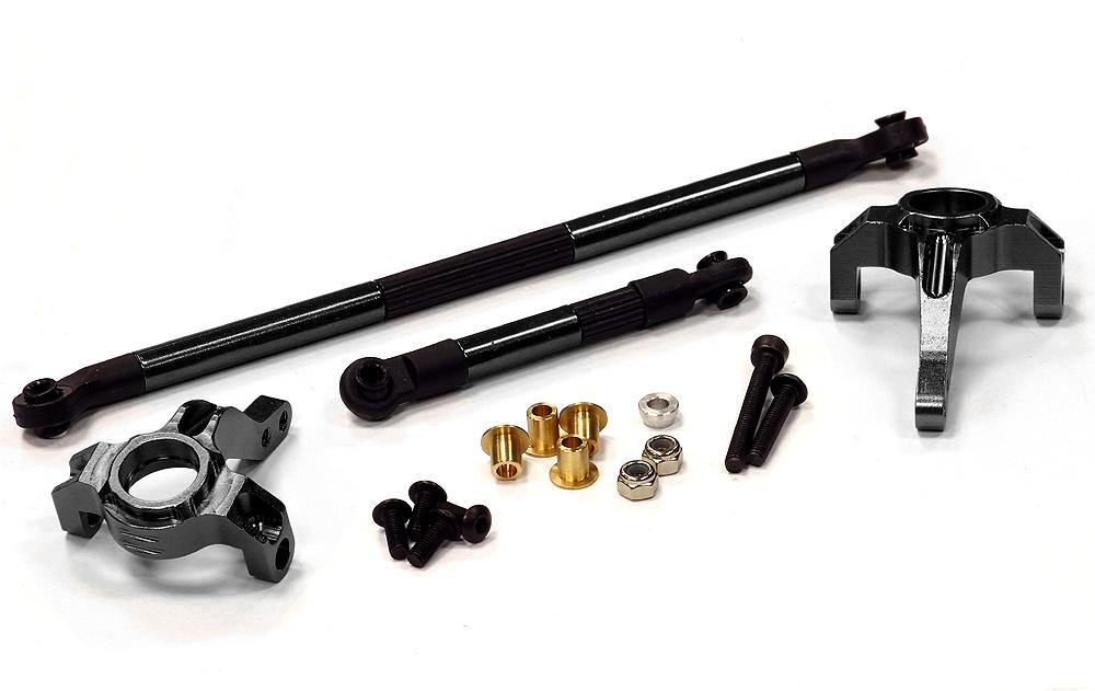 C24708BLACK HD Machined Steering Blocks and Linkages for Axial SCX-10, Honcho, Dingo AX80004 - Image 1