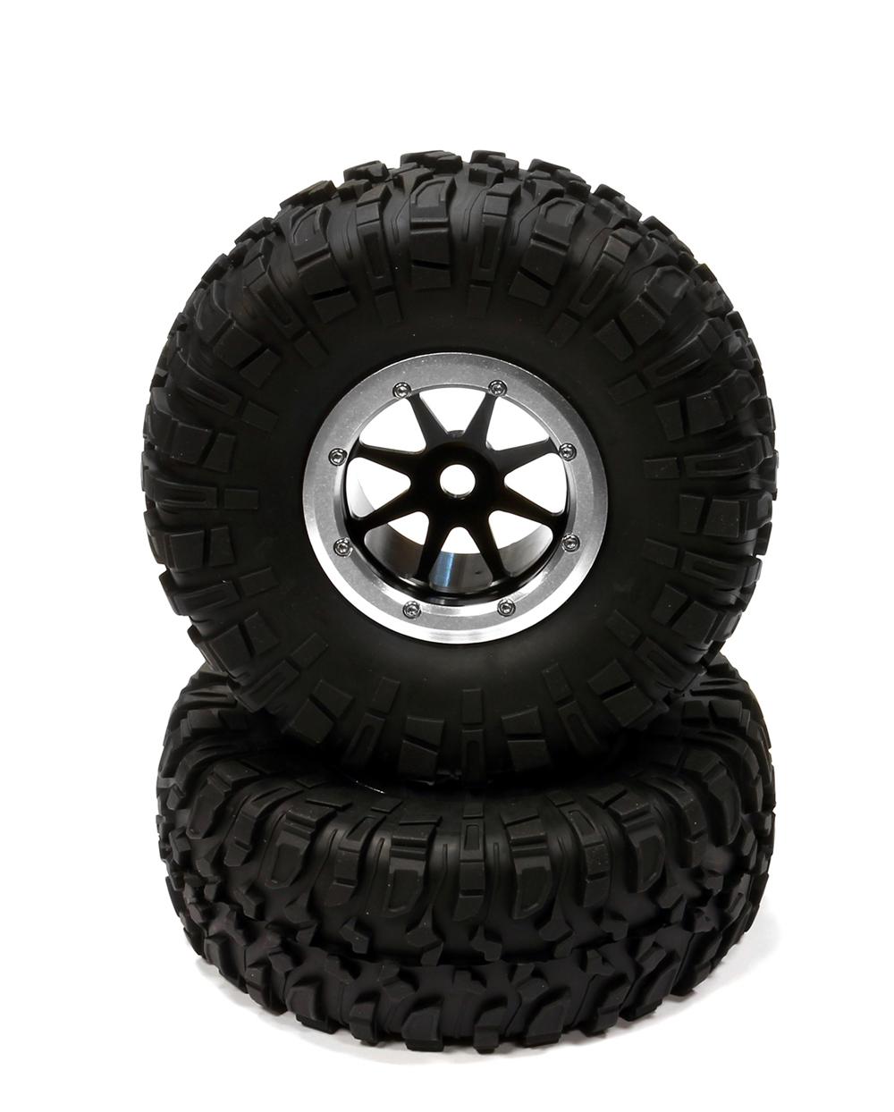 C24734BLACK 8 Beadlock Wheel & Tire (2) for Axial Wraith 2.2 w/ 12mm Hex AX8137 AX12015 - Image 1