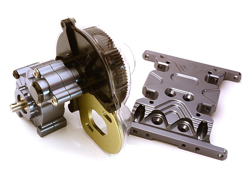 C24742GUN Billet Machined Main Gearbox w/ Metal Gears for Axial SCX-10 Honcho Jeep & Dingo - Image 1