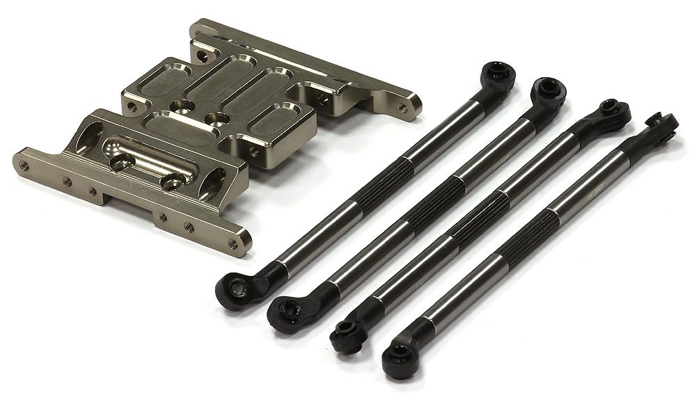 C24828GUN Billet Gearbox Holder & 120mm Lower Links (4) for Axial SCX-10 - Image 1