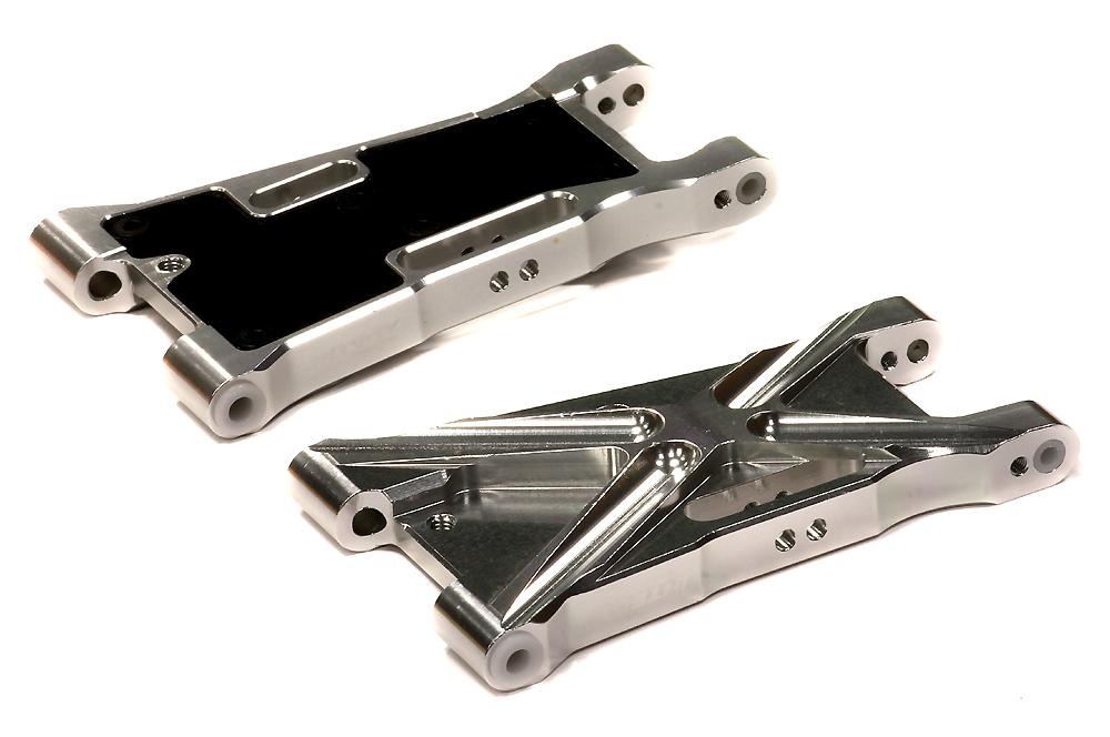C24847SILVER Billet Machined Front Lower Suspension Arm for HPI 1/8 Apache SC & C1 Flux - Image 1