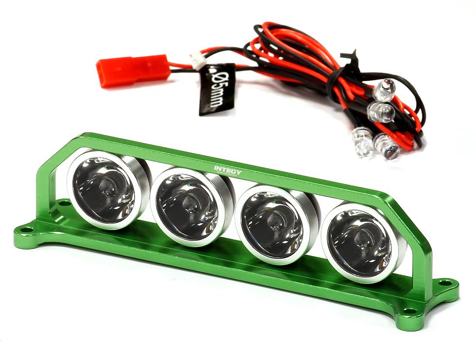 C24862GREEN Billet Machined T4 Realistic Roof Top Spot White LED (4) Light Set - Image 1
