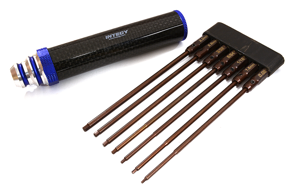 C24868BLUE QuickPit Spring Steel Allen Hex (7) Wrench Set w/ Carbon Fiber Handle - Image 1