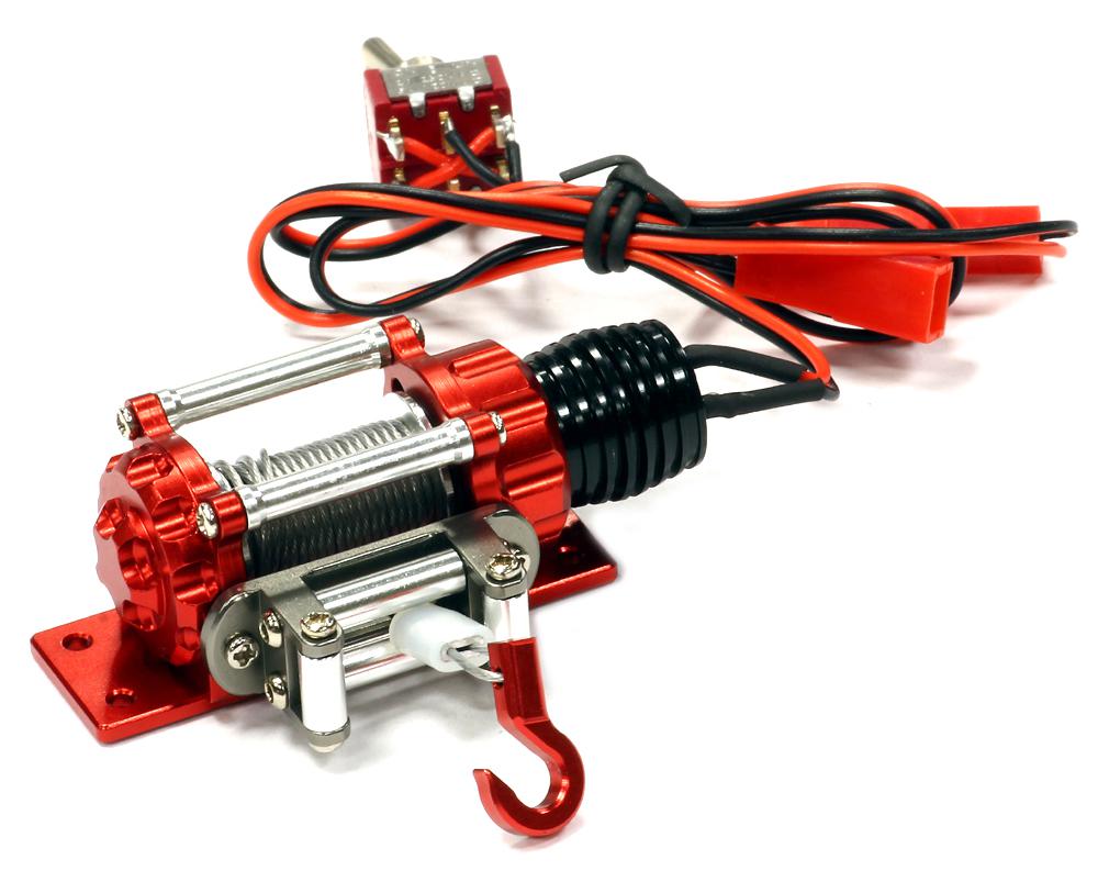 C24886RED Billet Machined T2 Realistic High Torque Winch for Scale Rock Crawler 1/10 Size - Image 1