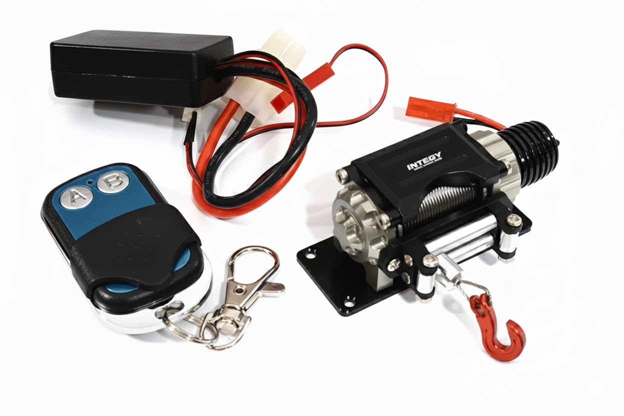 C24888GUN Billet Machined T3 Realistic Mega Winch w/Wireless Module for 1/10 Scale Crawler - Image 1