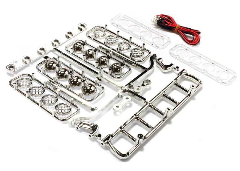 C25001SILVER Realistic Folding Light Bar w/ 6 LED Light Set for 1/10 Size Off-Road - Image 1