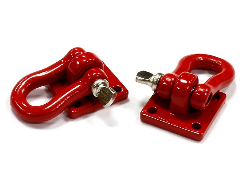 C25011RED 1/10 Scale Realistic Red Tow Shackle for Off-Road Rock Crawling - Image 1