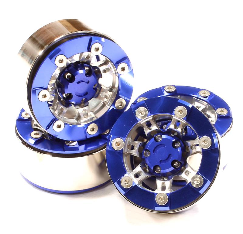 C25093BLUE High Mass 1.9 Size Alloy 7 Spoke Beadlock Wheel (4) for Scale Off-Road Crawler - Image 1