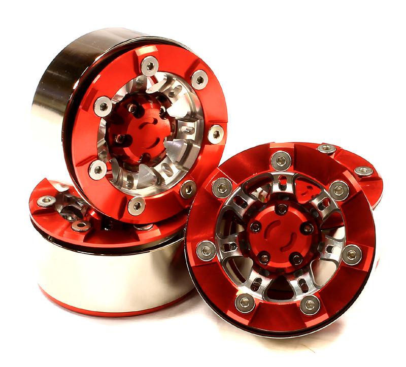 C25093RED High Mass 1.9 Size Alloy 7 Spoke Beadlock Wheel (4) for Scale Off-Road Crawler - Image 1