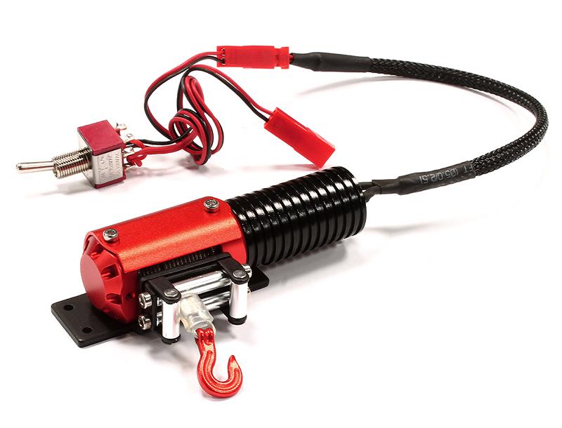 C25108RED Billet Machined T4 Realistic High Torque Mega Winch for 1/10 Scale Rock Crawler - Image 1