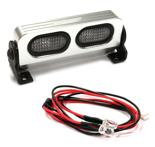 C25135SILVER Realistic T1 Adjustable Spot Light Bar (2) w/ LED for 1/10 & 1/8 Scale - Image 1