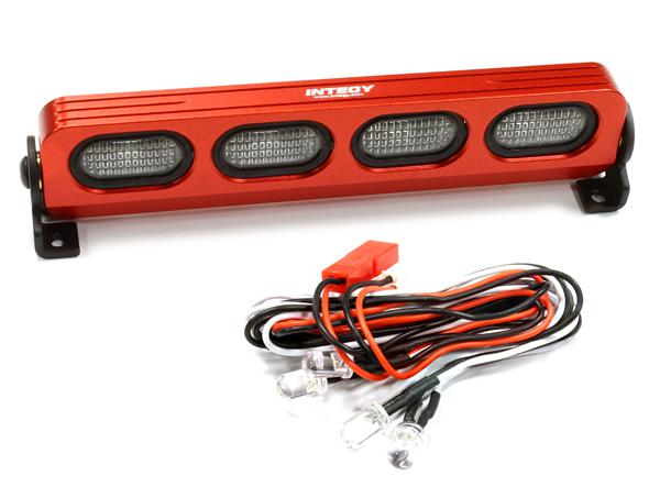 C25137RED Realistic T3 Adjustable Spot Light Bar (4) w/ LED for 1/10 & 1/8 Scale - Image 1