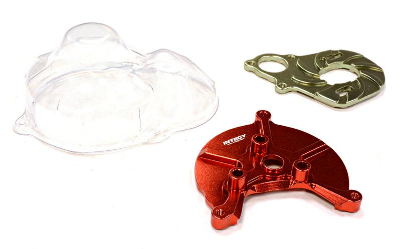 C25162RED Machined Heatsink Motor Mount w/ Spur Gear Cover for SCX-10 Dingo, Honcho & Jeep - Image 1