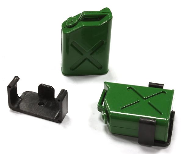 C25183GREEN Realistic Jerry Can Gas Fuel Tank (2) w/ Bracket for 1/10 Scale Rock Crawler - Image 1