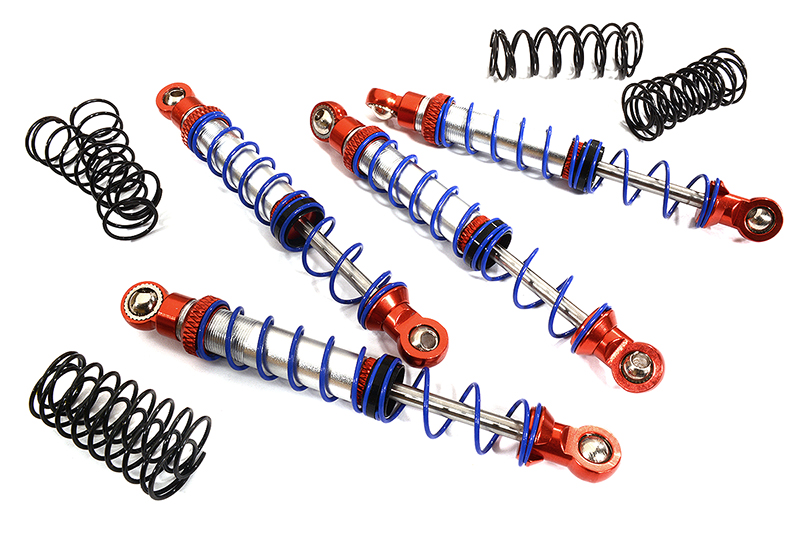 C25207RED Billet Shock Set (4) for SCX-10 Dingo, Honcho & Jeep (L=92mm) - Image 1
